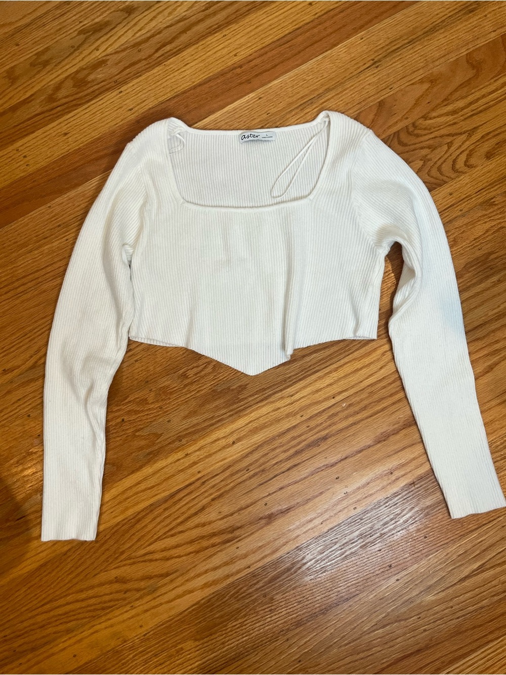 ASTR White Ribbed Square-Neck Crop Top